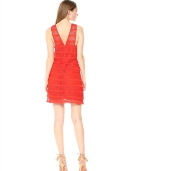 Ali & Jay Lulu’s Red Orange Fringe Lace Dress NWT - Picture 2 of 8